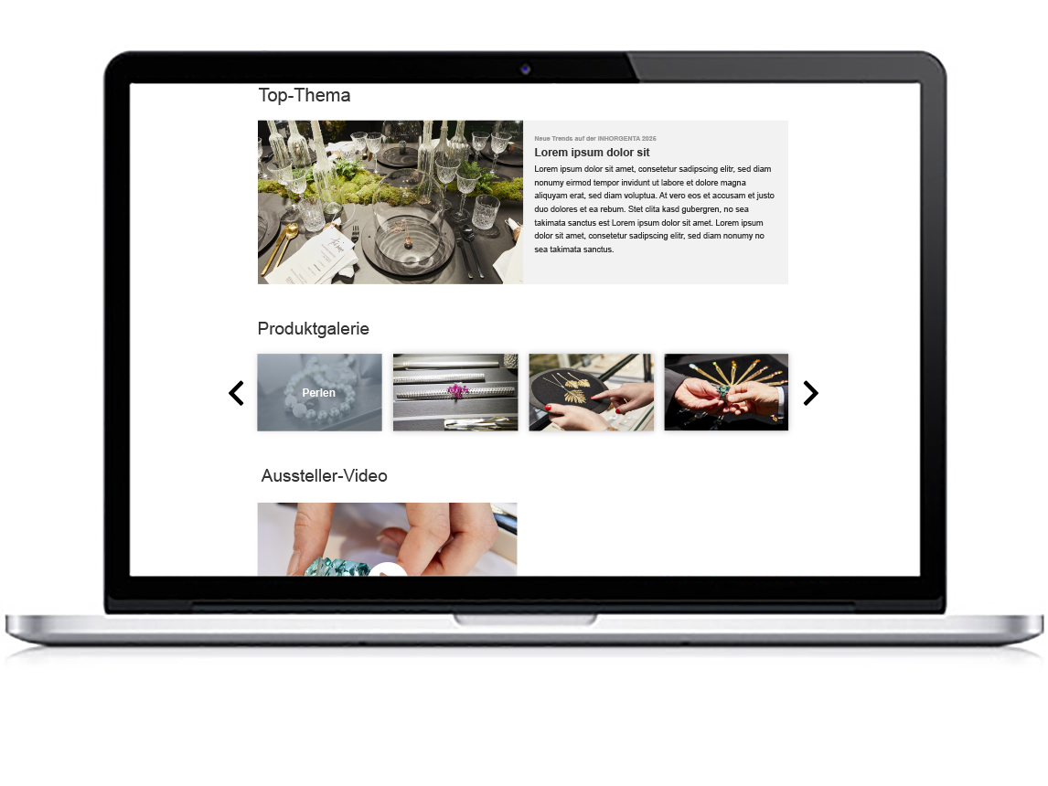 Main topic, product pictures and video