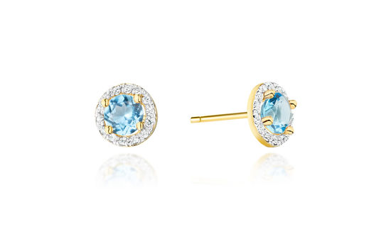 ” EARRINGS“ – KO-509 – Earrings with diamonds and topas