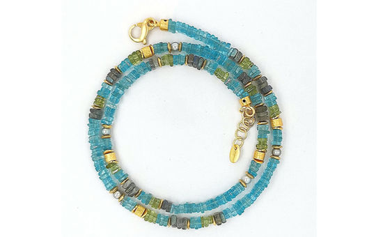 Necklace Apatite Peridote Silver gold plated